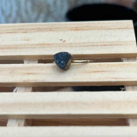 Black + Gold Druzy Triangle Ring - Picture 4 of 4